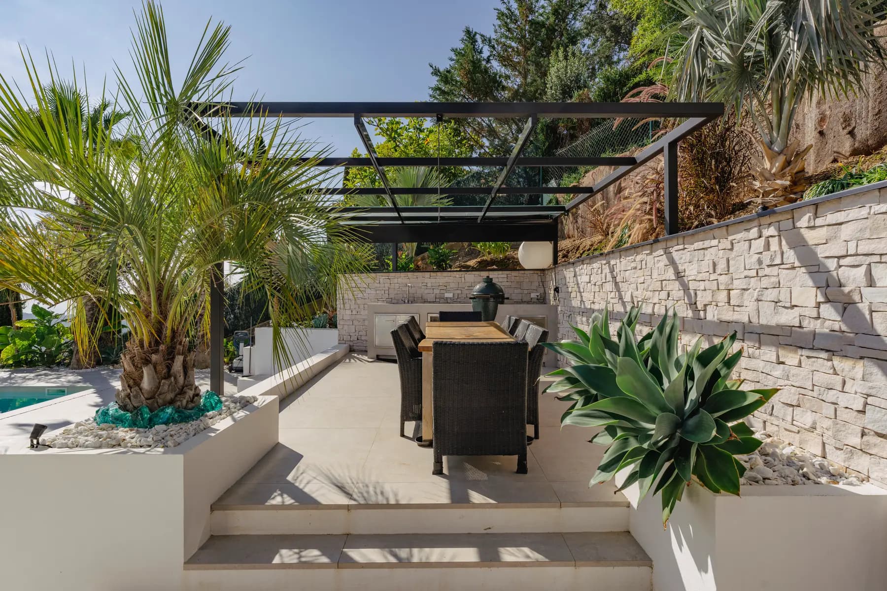 A shaded terrace above the valley