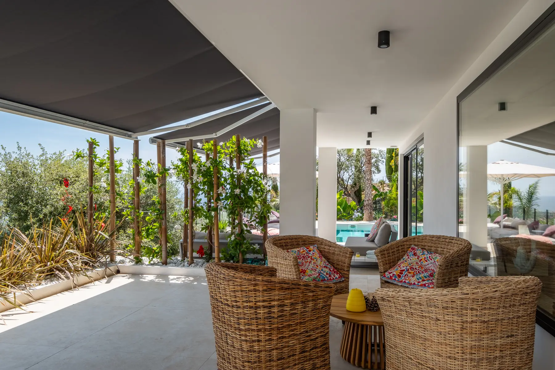 A living room opening onto the Costa Brava